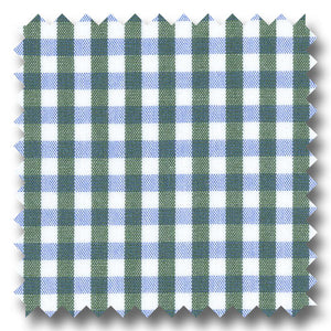 Green and Blue Gingham Check Broadcloth - Custom Dress Shirt