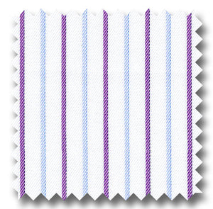 Plum and Blue Stripe 2Ply Mini Twill - Custom Dress Shirt