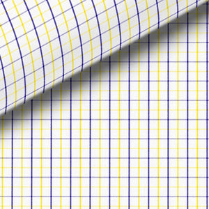 Navy Blue & Yellow Check Broadcloth Dress Shirt