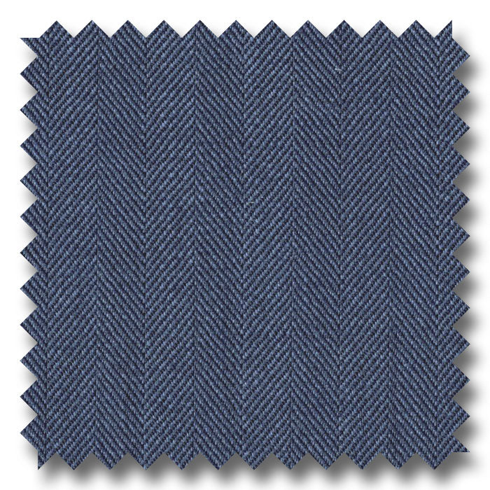 Blue Solid Herringbone Super 110's Wool