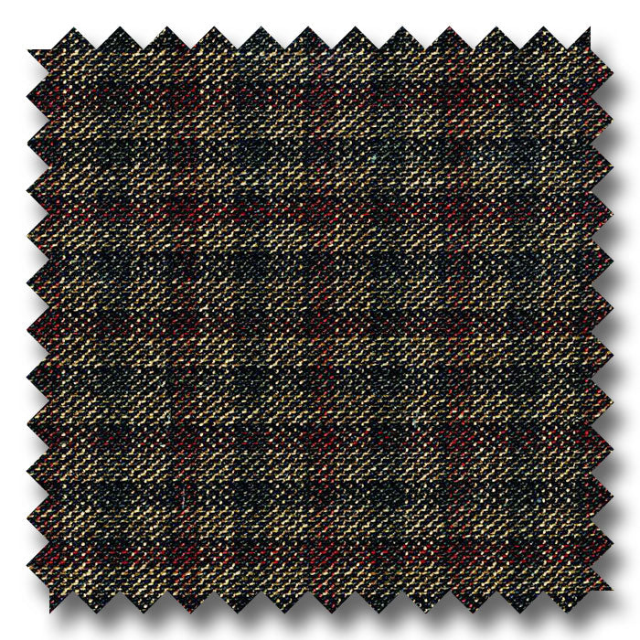 Brown with Black & Maroon Check Super 110's Wool
