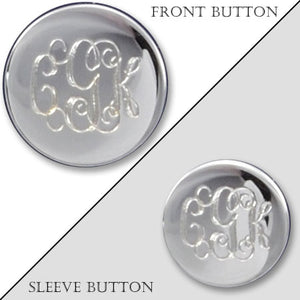 Rhodium Electroplated Polished Monogram Blazer Button