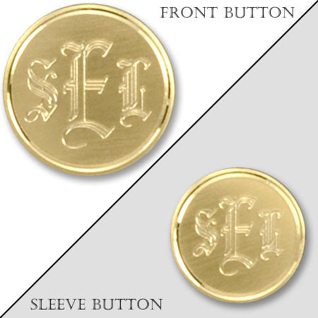 Gold Electroplated Monogram Blazer Button with Satin Finish