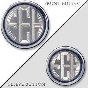 Polished Rhodium Electroplated Monogram Blazer Button with Navy Epoxy