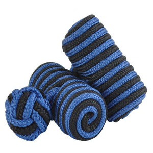 Navy and Light Blue Barrel Silk Knot Cufflinks