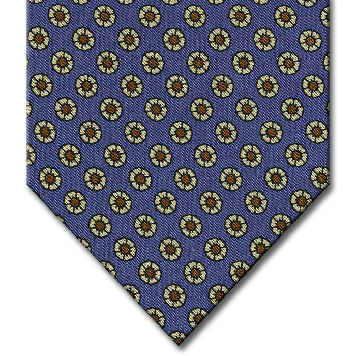 Blue with Tan Floral Pattern Tie