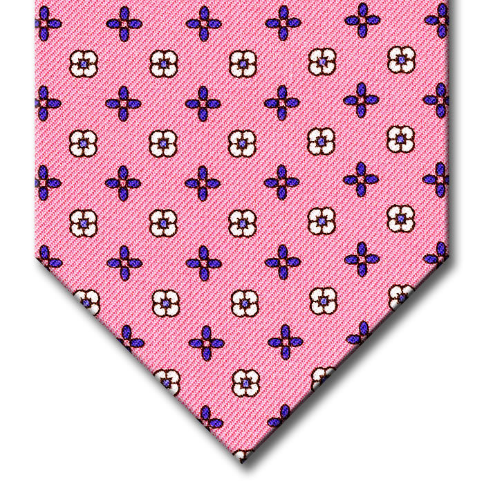 Pink with Blue Floral Pattern Tie
