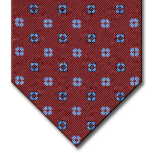 Burgundy with Medium Blue Floral Pattern Tie