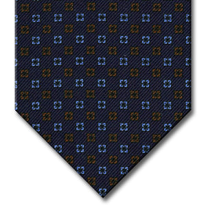 Navy with Blue and Brown Floral Pattern Tie