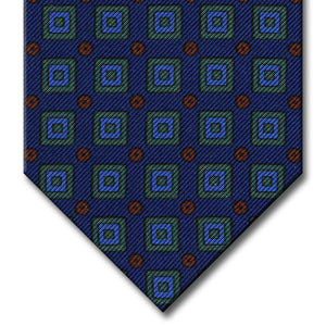 Navy with Green and Blue Geometric Pattern Tie