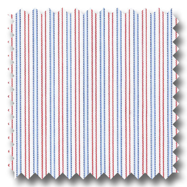 Blue and Red Stripe 200 2Ply Broadcloth - Custom Dress Shirt