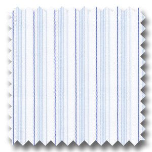 Navy and Light Blue with Raised White Stripe 170 2Ply Broadcloth - Custom Dress Shirt