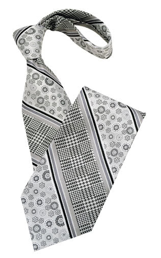 Black White and Silver Pattern Tie