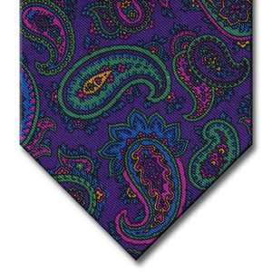 Purple with Green and Pink Paisley Tie