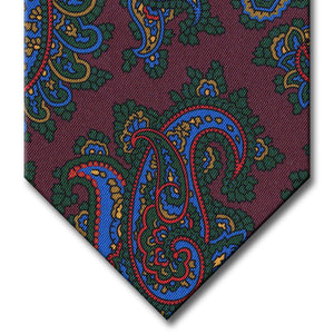 Burgundy with Blue and Green Paisley Tie