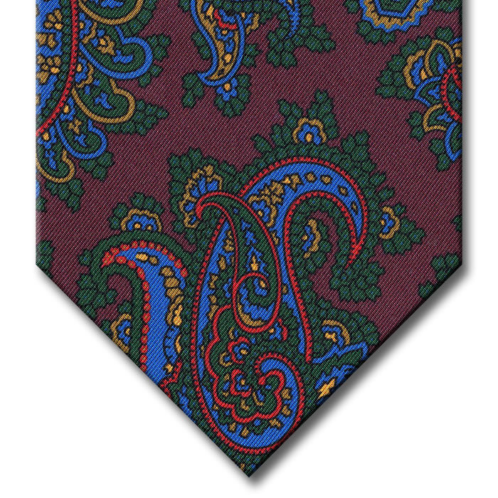 Burgundy with Blue and Green Paisley Tie