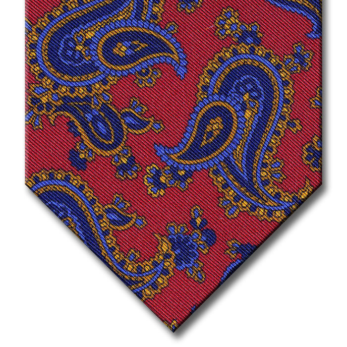 Red with Navy and Gold Paisley Tie