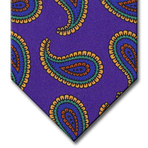 Purple with Blue and Gold Paisley Tie
