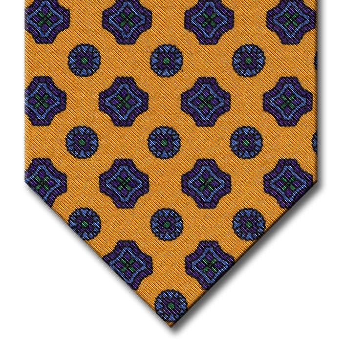 Gold with Purple and Blue Geometric Pattern Tie