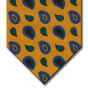 Gold with Blue and Green Paisley Tie