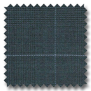 Steel Blue Windowpane Check Super 130s Merino Wool