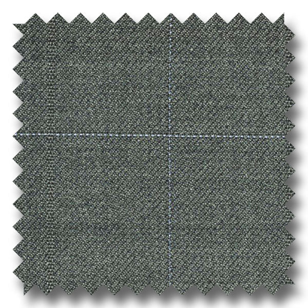 Gray Windowpane Check Super 130s Merino Wool