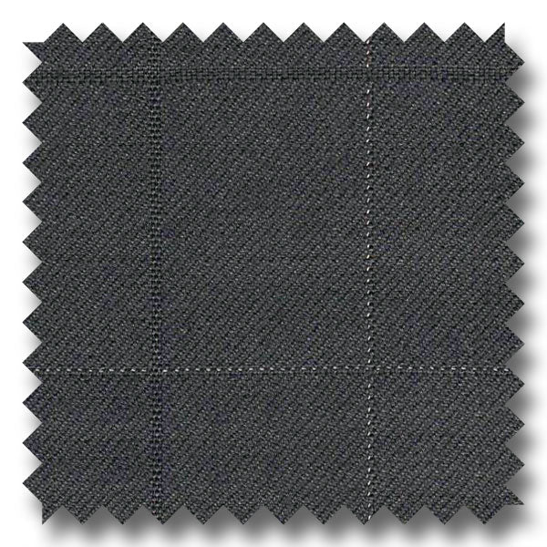 Black Windowpane Check Super 130s Merino Wool