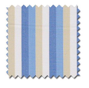 Tan, Light & Medium Blue Multi Stripes - Custom Dress Shirts