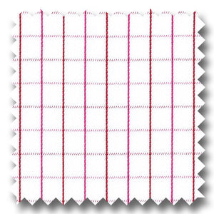 White with Rose and Red Mini Grid Check Twill - Custom Dress Shirt