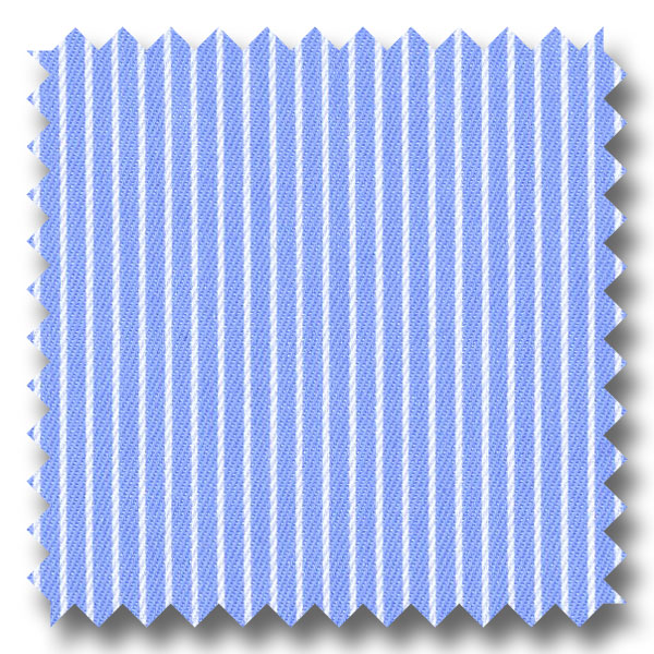 Blue with White Pin Stripe Twill - Custom Dress Shirt