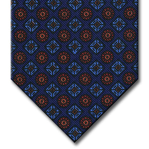 Navy with Red and Blue Geometric Pattern Tie