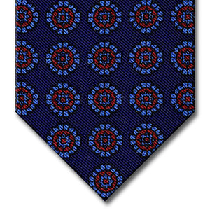 Navy with Blue and Red Medallion Tie