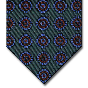 Green with Red and Blue Medallion Tie