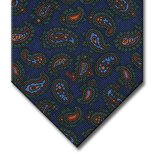 Navy with Green and Brown Paisley Tie