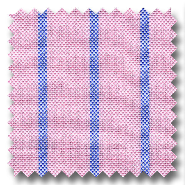 Pink and Blue Stripe 2Ply Panama - Custom Dress Shirt