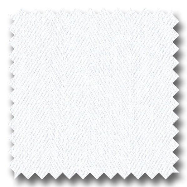 White Herringbone 2Ply Dobby - Custom Dress Shirt