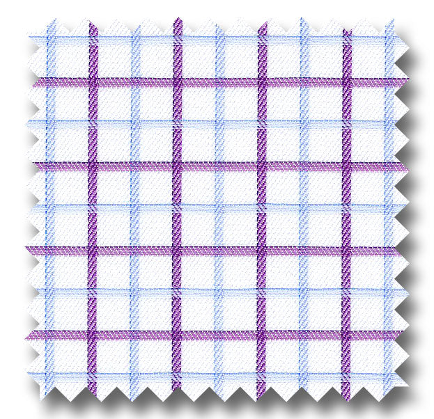 Plum and Blue Check 2Ply Mini Twill - Custom Dress Shirt