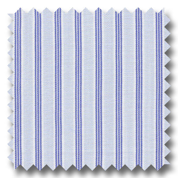 Light Blue and Blue Stripe 2Ply Broadcloth - Custom Dress Shirt