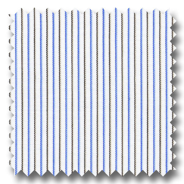 Blue and Brown Stripe 140 2Ply Broadcloth - Custom Dress Shirt