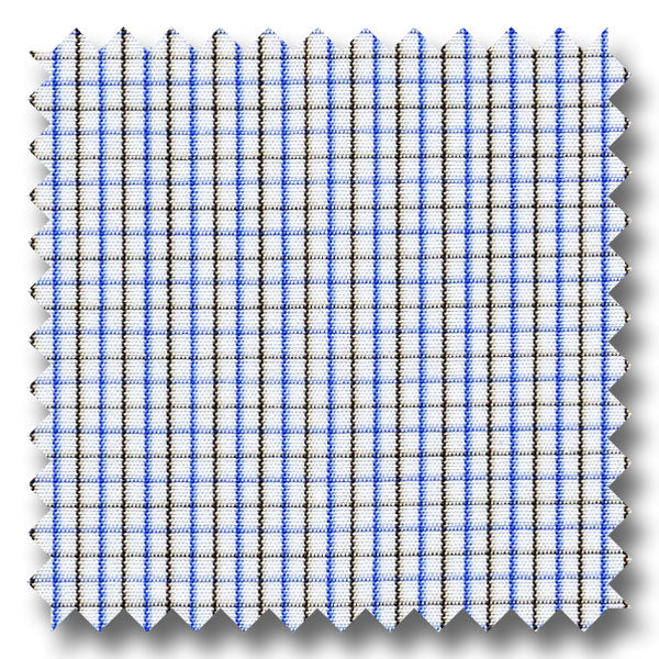 Blue and Brown Check 140 2Ply Broadcloth - Custom Dress Shirt