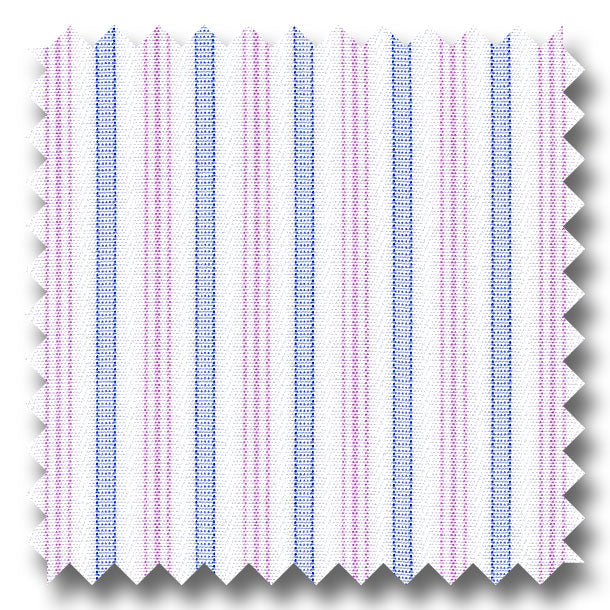 Blue and Pink Stripe 2Ply Broadcloth - Custom Dress Shirt