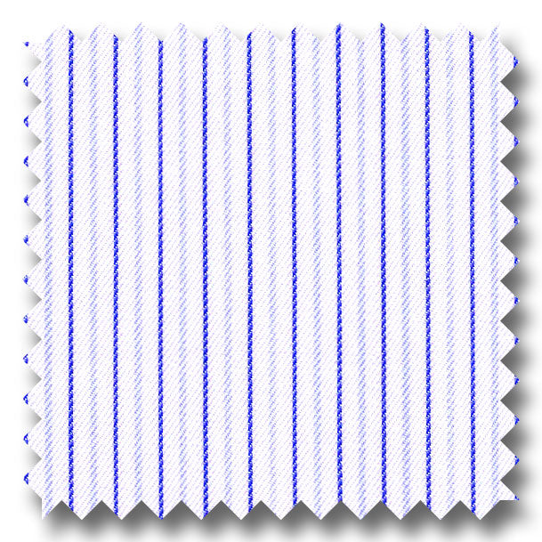 Light Blue and Navy Stripe 2Ply Mini Twill - Custom Dress Shirt