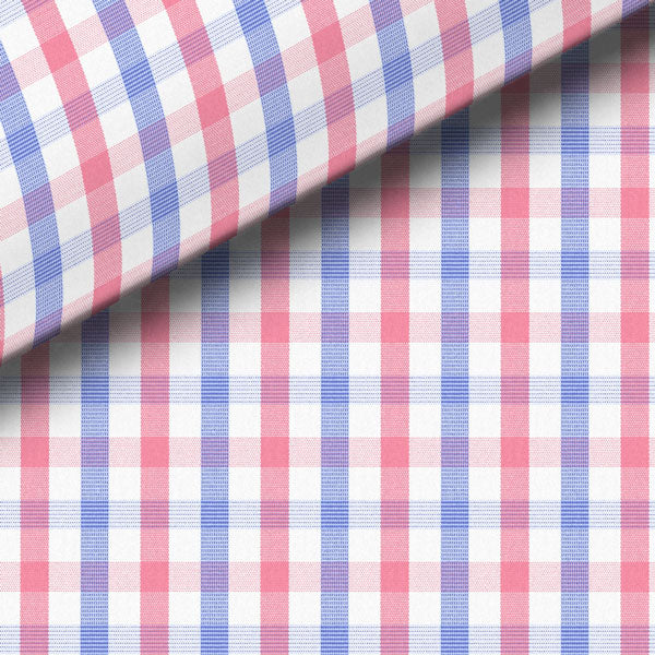 Blue & Pink Check Broadcloth Dress Shirt