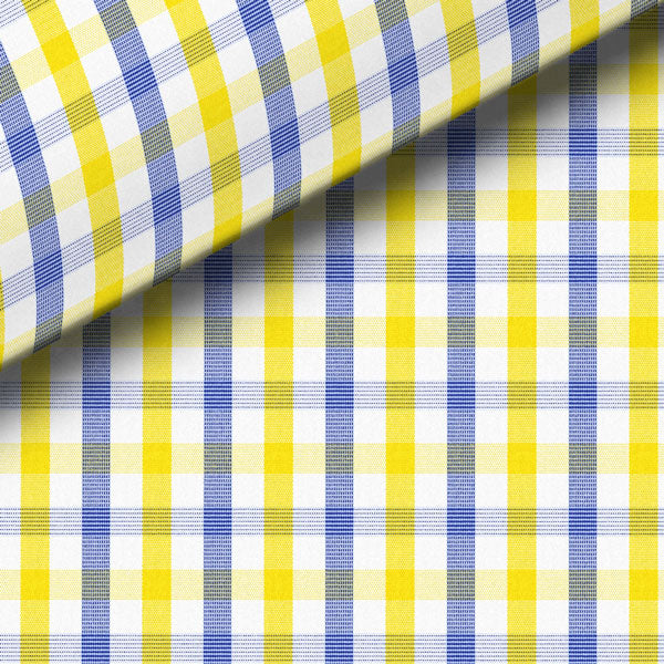Navy Blue & Yellow Check Broadcloth Dress Shirt