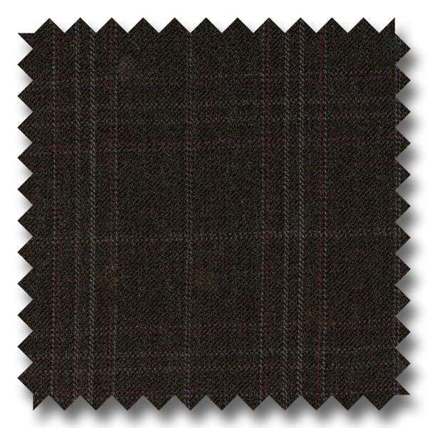 Dark Brown Windowpane 100% Wool