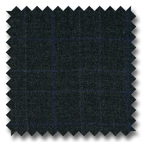 Gray with Blue Windowpane 100% Wool