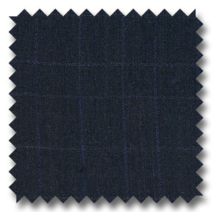 Navy Windowpane 100% Wool