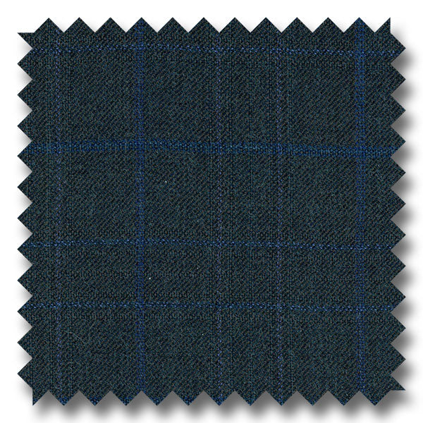 Brown with Blue Windowpane 100% Wool