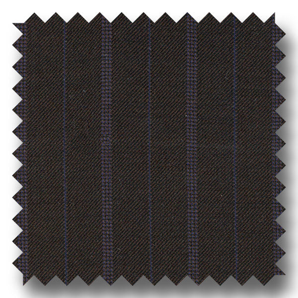 Dark Brown with Blue Pinstripes 100% Wool