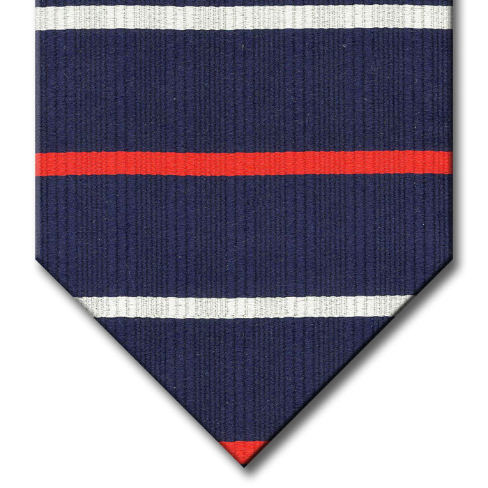 Navy with Red and Silver Stripe Tie